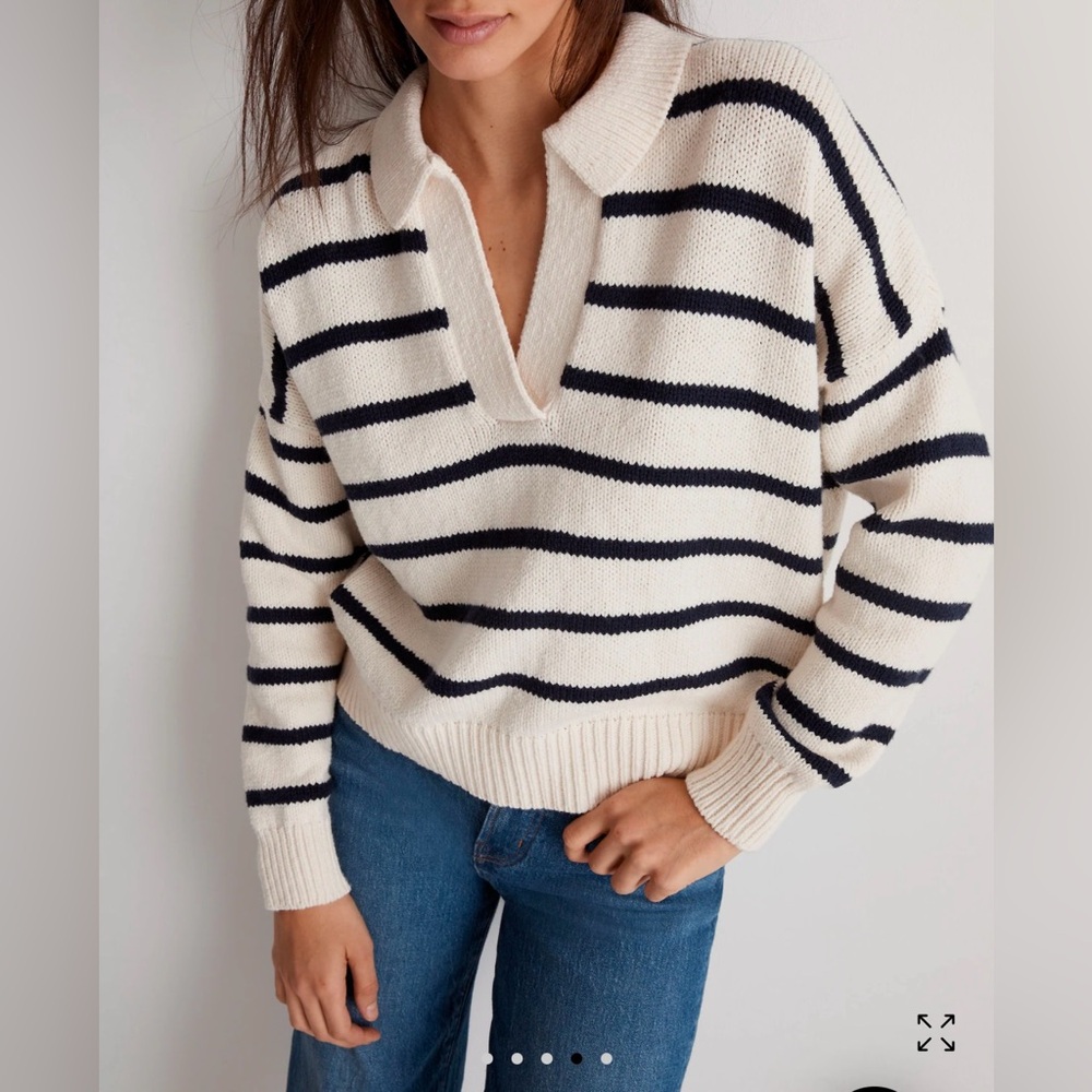 MAWELL DEDHAM POLO SWEATER IN STRIPE